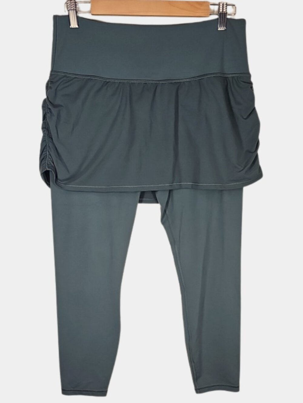 Athleta Elation 2 in 1 Tight Skirted Legging Olive Green Tennis Golf Skort Sz L